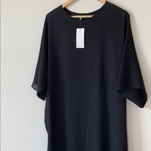 OAK + FORT Sheer Black Midi Dress